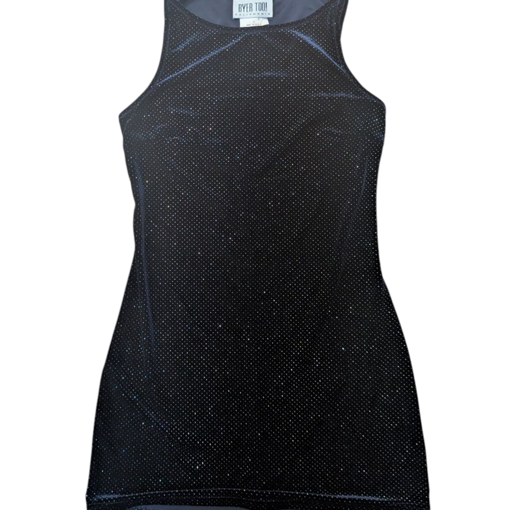 Byer Too! Vintage Black Glitter Black Dress